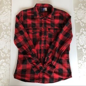 H&M Divided Slim Fit Buffalo Plaid Flannel Shirt M